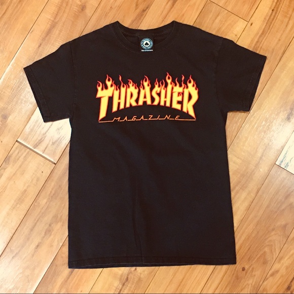 Thrasher skater black graphic tee shirt top summer teen style - small - Picture 2 of 2